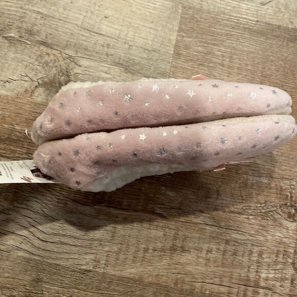 Cozy Corner Club Slipper Foil Cozies Pink Fluffy w Silver Star M/L - Picture 4 of 13